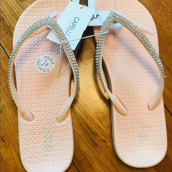 capelli new york rhinestone flip flops
